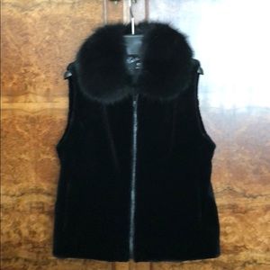 Beautiful Sheared Mink Vest with Fox Collar